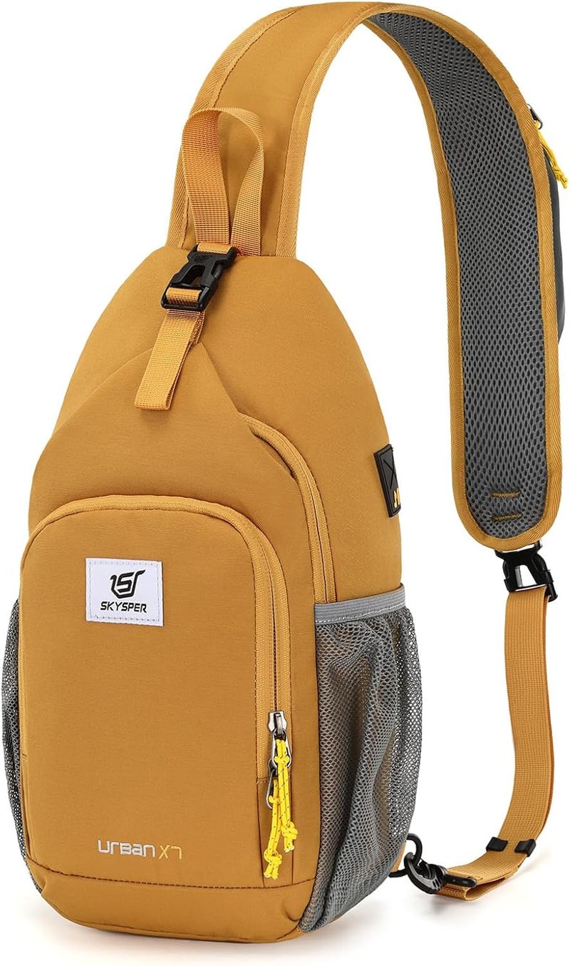 SKYSPER Sling Bag RFID Crossbody Sling Backpack Cross Body Shoulder Bag Travel Hiking Daypack for Women Men(Apricot) - Image 1
